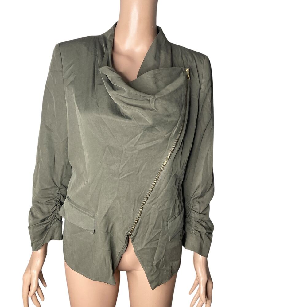 Topshop Jacket Womens 8 Army Green Asymmetric Zip